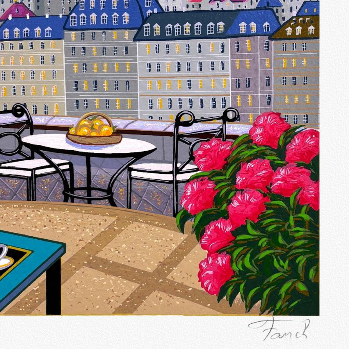 Fanch Ledan, "Breakfast in Paris" Limited Edition Serigraph, AP Numbered and Hand Signed with Letter of Authenticity.