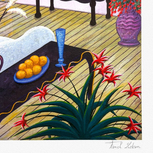 Fanch Ledan, "Interior with Monet and Gauguin" Limited Edition Serigraph, AP Numbered and Hand Signed with Letter of Authenticity.
