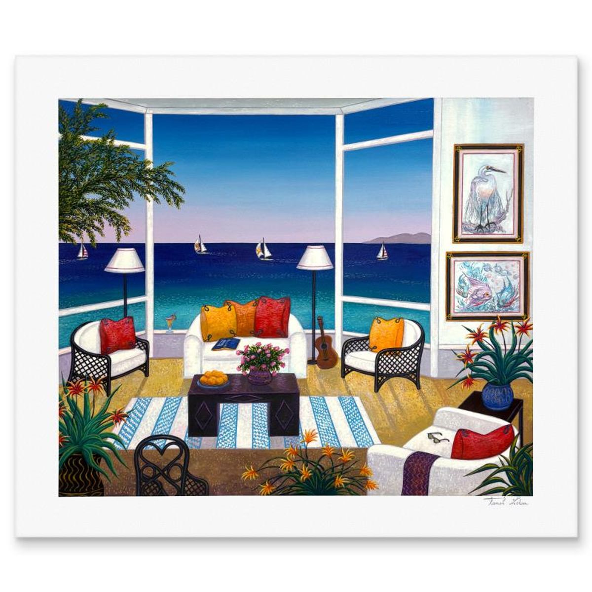 Fanch Ledan, "Brise Tropicale" Limited Edition Serigraph, AP Numbered and Hand Signed with Letter of Authenticity.