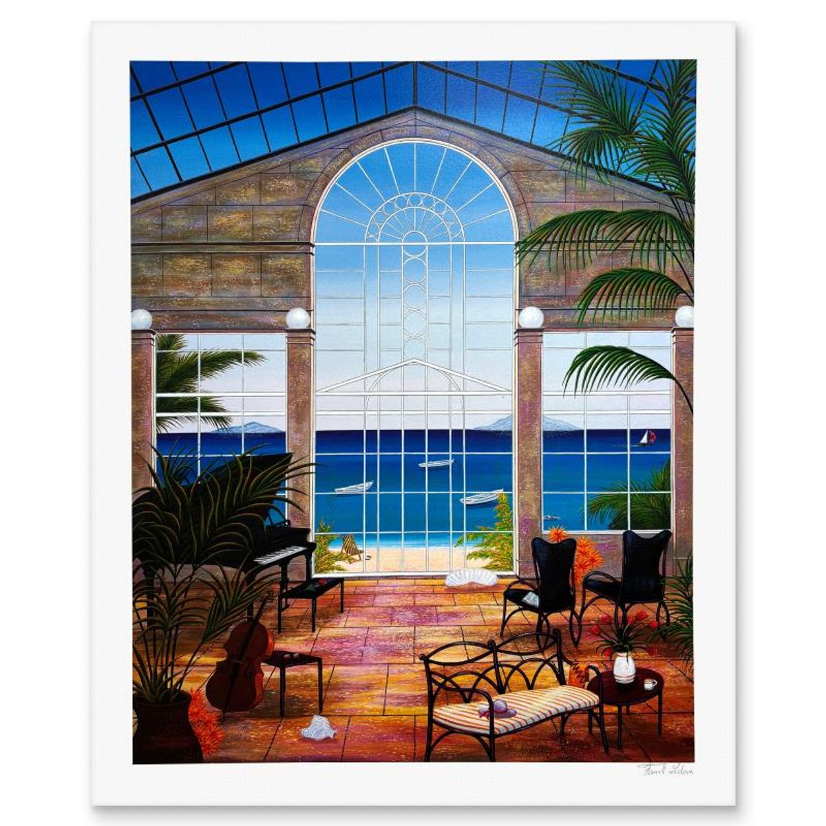 Fanch Ledan, "La Serre" Limited Edition Serigraph, AP Numbered and Hand Signed with Letter of Authenticity.