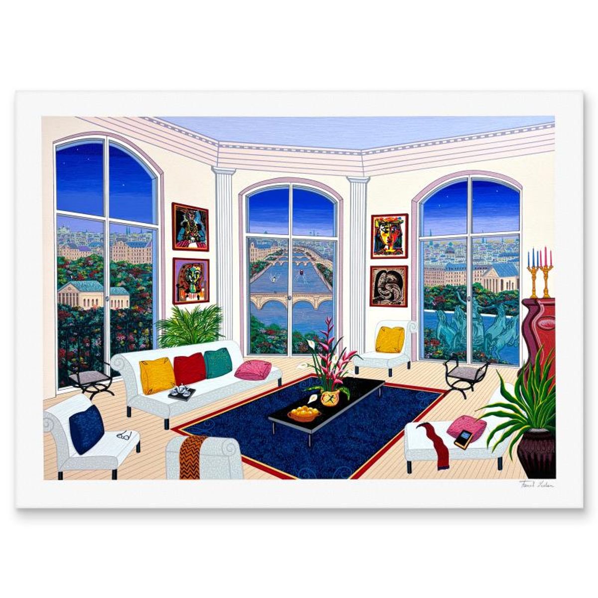 Fanch Ledan, "Picasso in Paris" Limited Edition Serigraph, Numbered and Hand Signed with Letter of Authenticity.