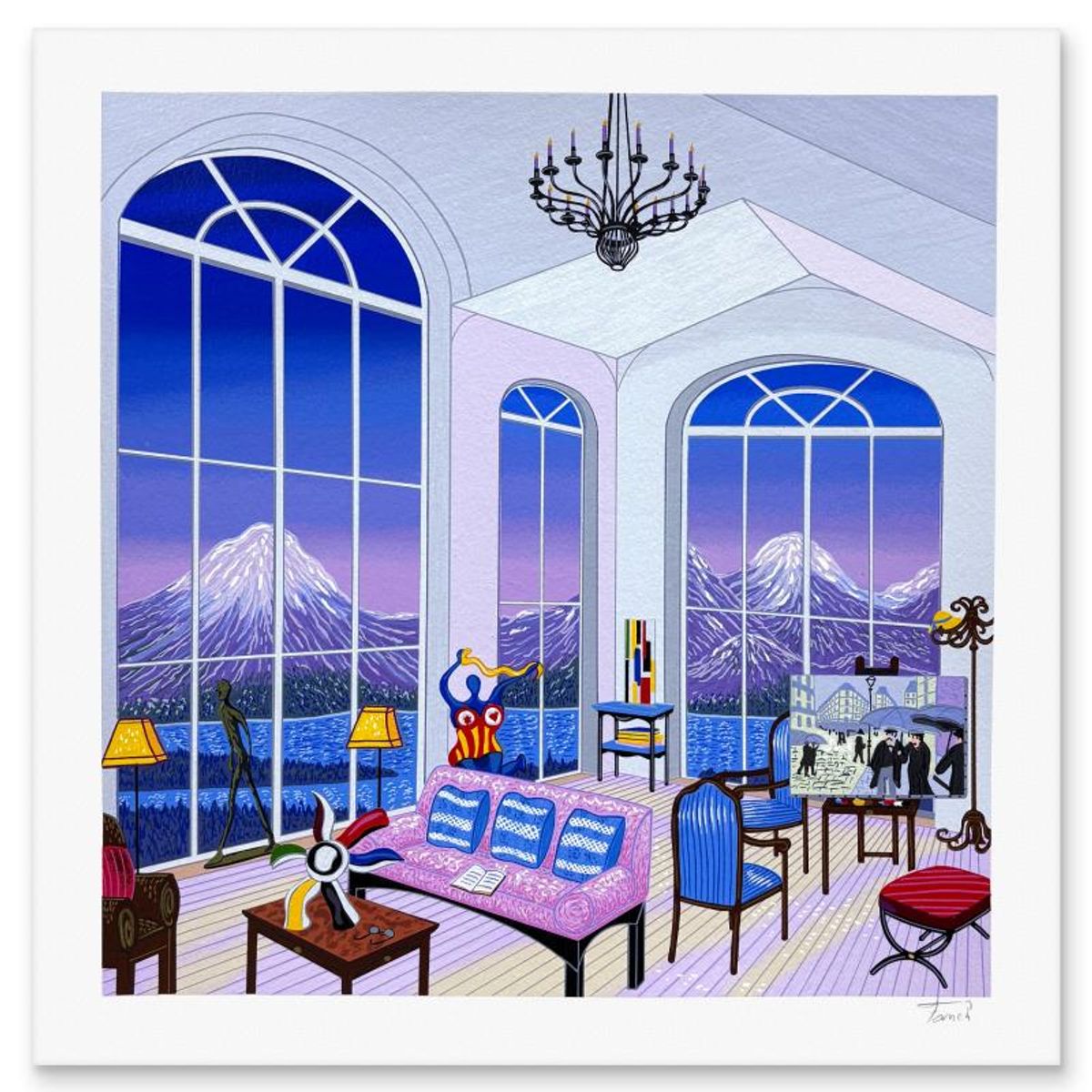 Fanch Ledan, "Interior with Caillebotte" Limited Edition Serigraph, EA Numbered and Hand Signed with Letter of Authenticity.