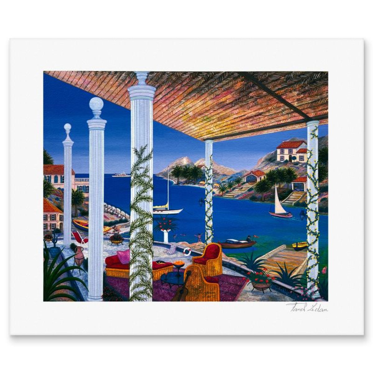 Fanch Ledan, "Calanques de Marseille" Limited Edition Serigraph, AP Numbered and Hand Signed with Letter of Authenticity.