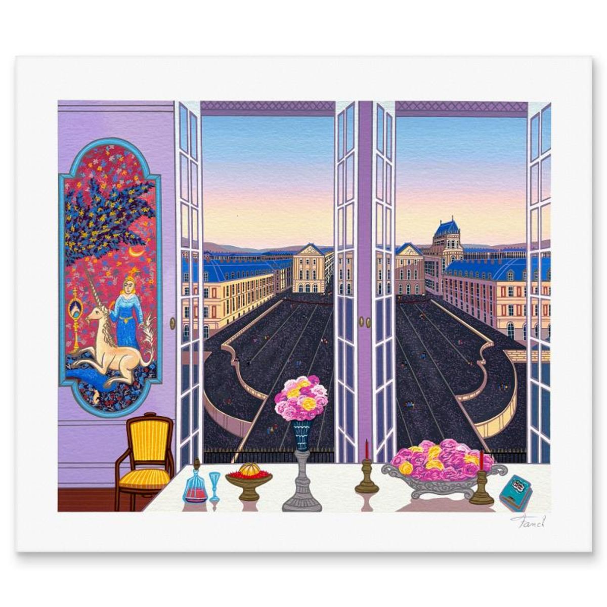 Fanch Ledan, "Le Chateau Versailles" Limited Edition Serigraph, AP Numbered and Hand Signed with Letter of Authenticity.