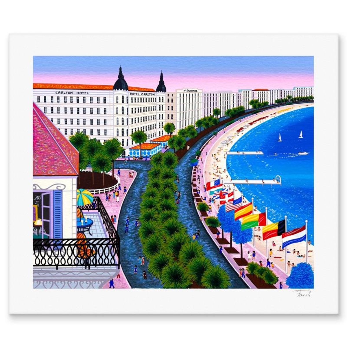 Fanch Ledan, "Festival de Cannes" Limited Edition Serigraph, AP Numbered and Hand Signed with Letter of Authenticity.