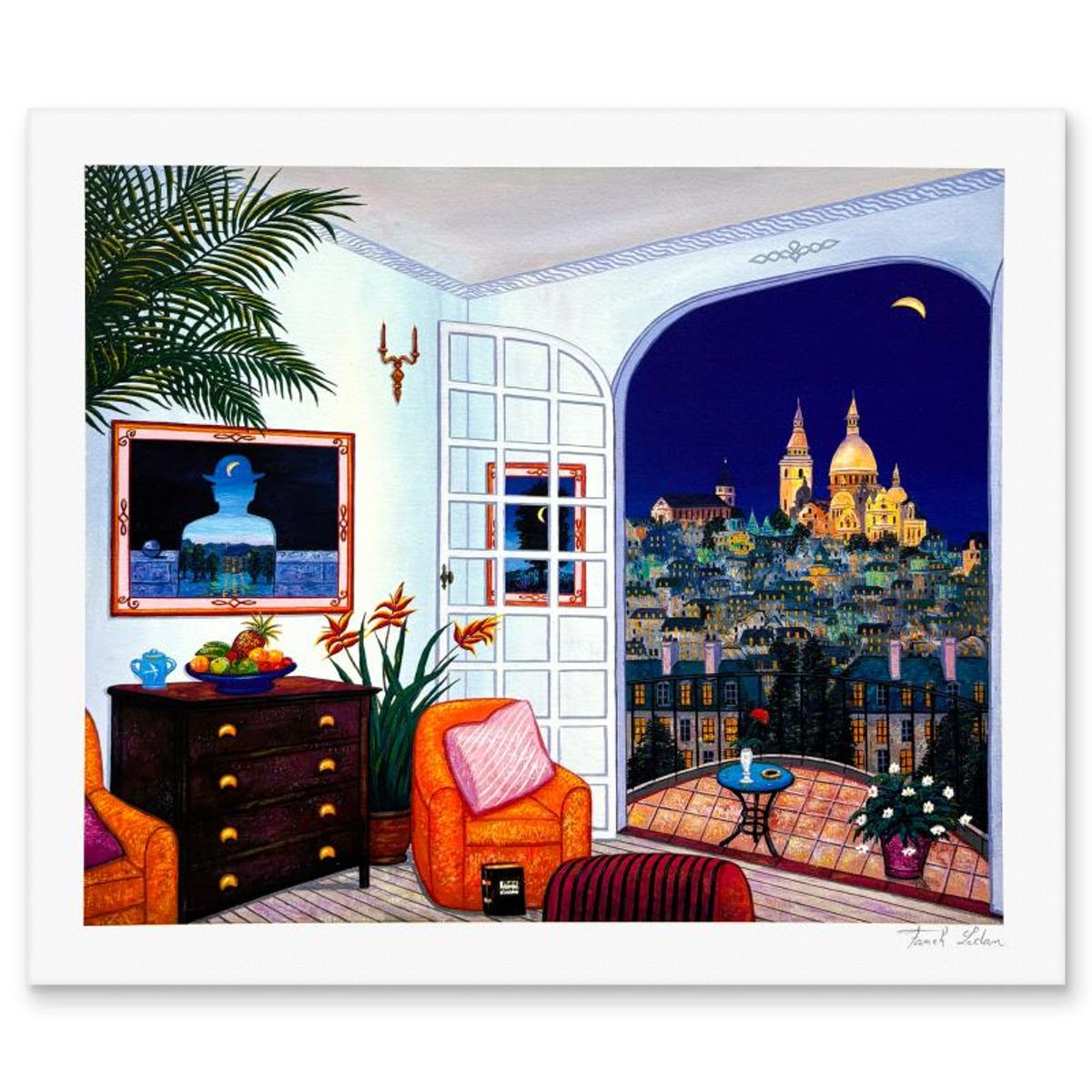 Fanch Ledan, "Interior Magritte" Limited Edition Serigraph, AP Numbered and Hand Signed with Letter of Authenticity.