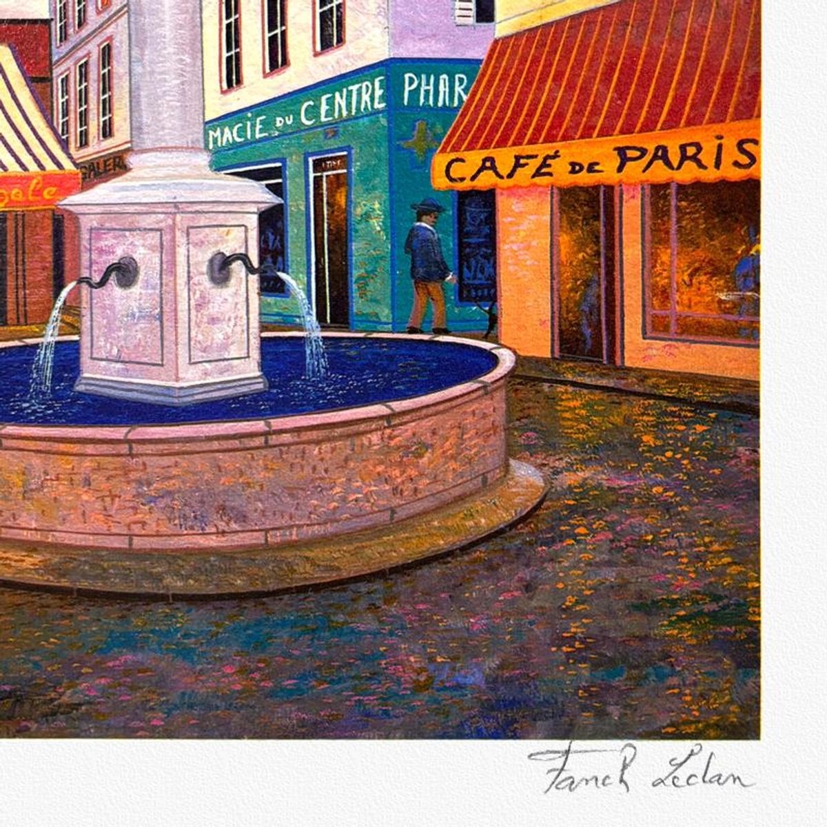 Fanch Ledan, "Cafe de Paris" Limited Edition Serigraph, Numbered and Hand Signed with Letter of Authenticity.