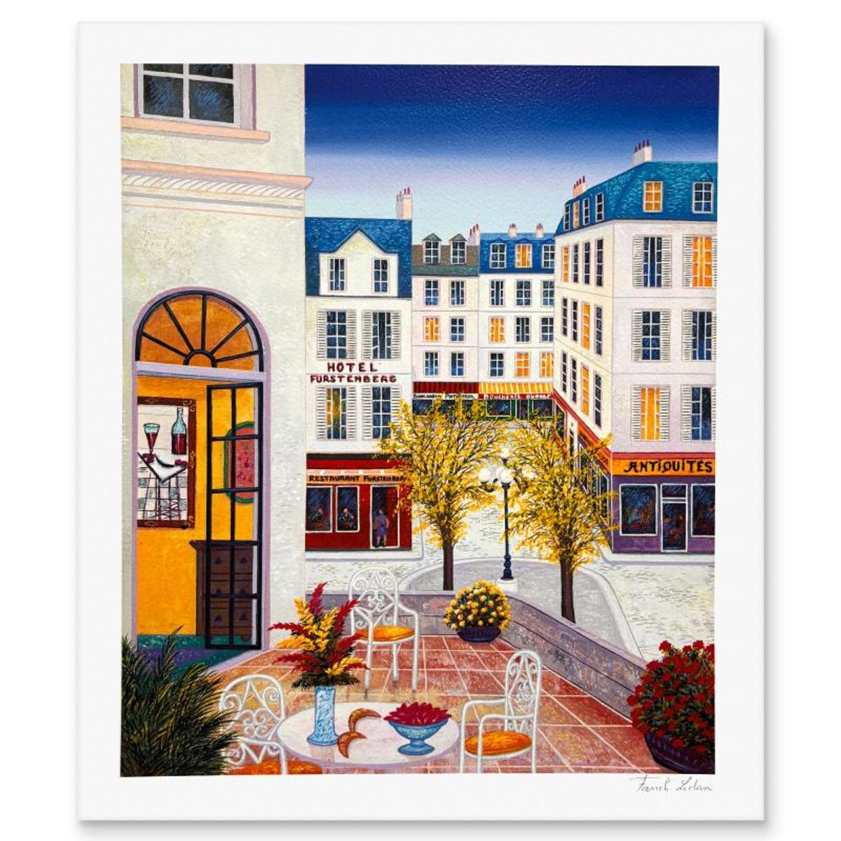 Fanch Ledan, "Hotel Furstemberg" Limited Edition Serigraph, Numbered and Hand Signed with Letter of Authenticity.