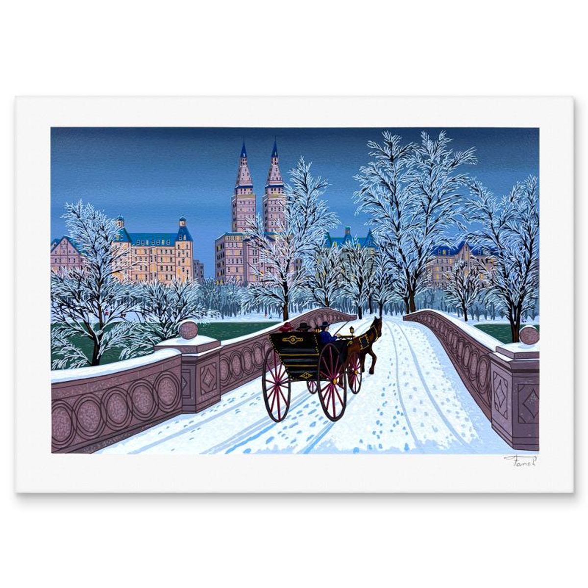 Fanch Ledan, "Romantic Promenade" Limited Edition Serigraph, AP Numbered and Hand Signed with Letter of Authenticity.