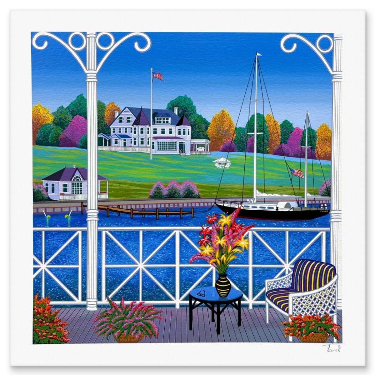 Fanch Ledan, "East Coast Atmosphere II" Limited Edition Serigraph, AP Numbered and Hand Signed with Letter of Authenticity.