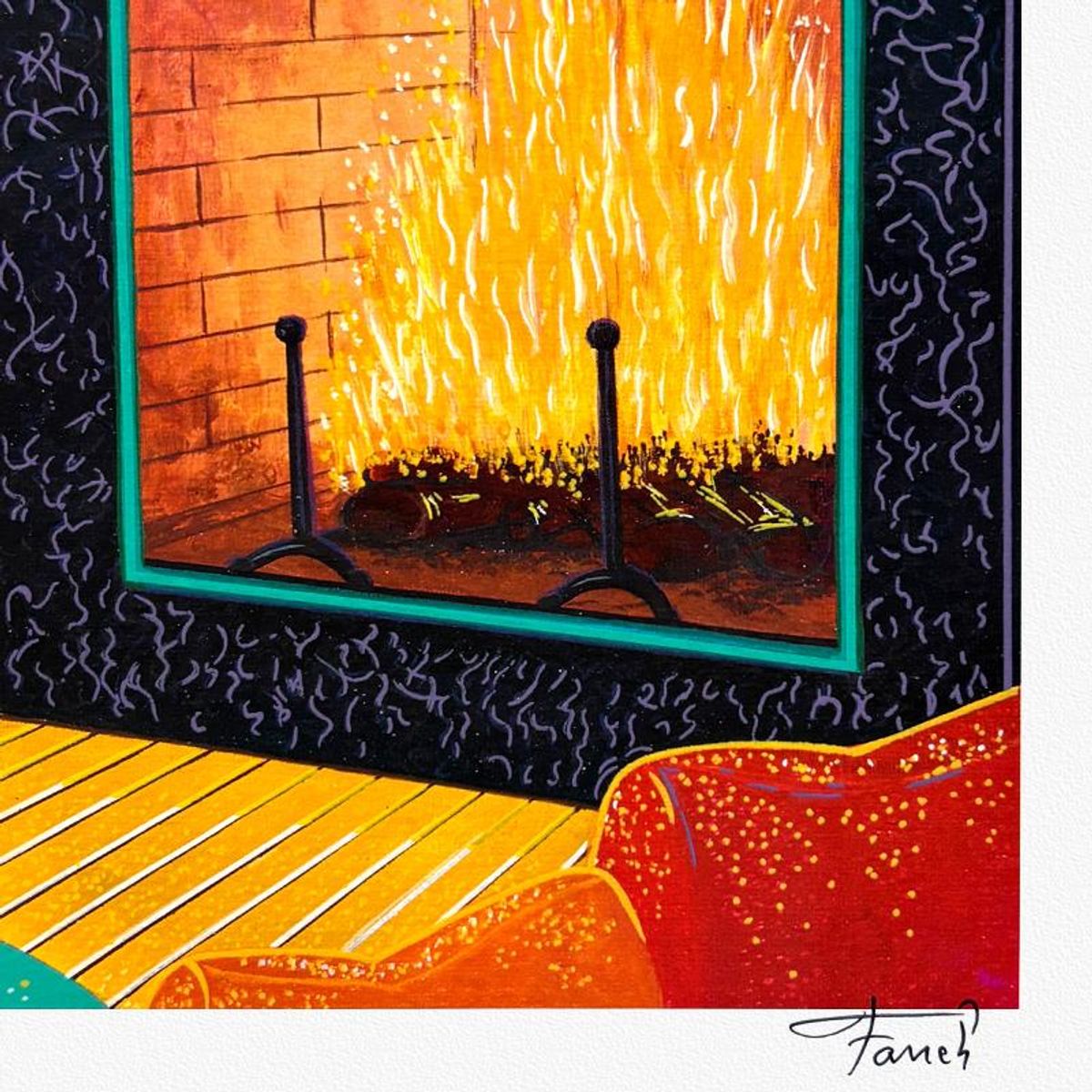 Fanch Ledan, "Interior with Cocteau" Limited Edition Serigraph, AP Numbered and Hand Signed with Letter of Authenticity.