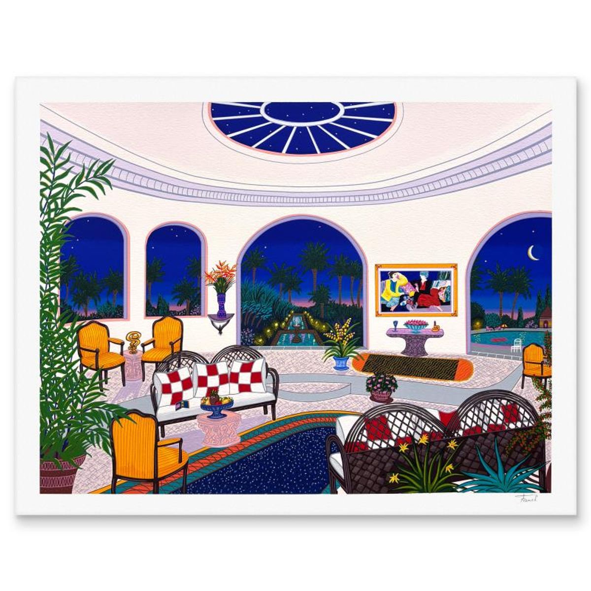 Fanch Ledan, "Tropical Nights" Limited Edition Serigraph, Numbered and Hand Signed with Letter of Authenticity.