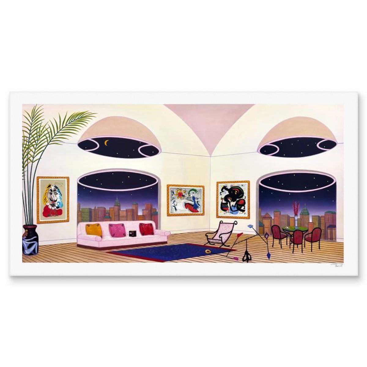 Fanch Ledan, "Oval Lounge" Limited Edition Serigraph, Numbered and Hand Signed with Letter of Authenticity.
