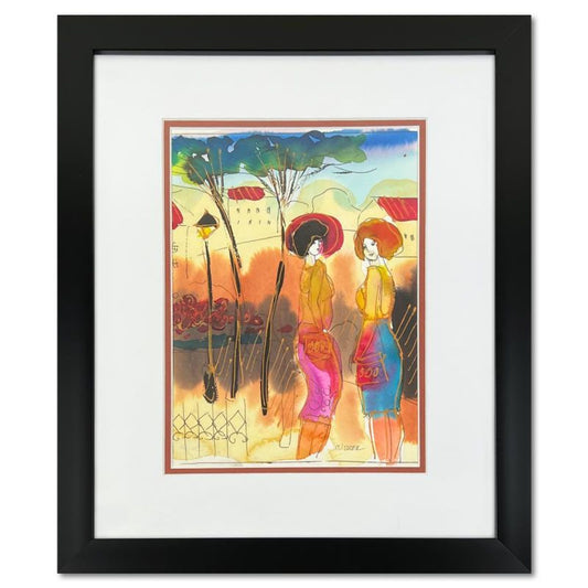 Moshe Leider, Framed Original Mixed Media Watercolor Painting, Hand Signed with Letter of Authenticity.