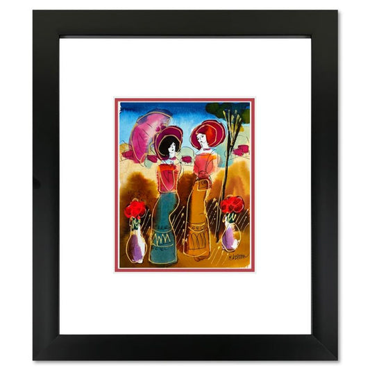 Moshe Leider, Framed Original Mixed Media Watercolor Painting, Hand Signed with Letter of Authenticity.
