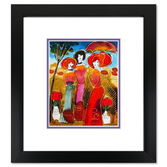 Moshe Leider, Framed Original Mixed Media Watercolor Painting, Hand Signed with Letter of Authenticity.