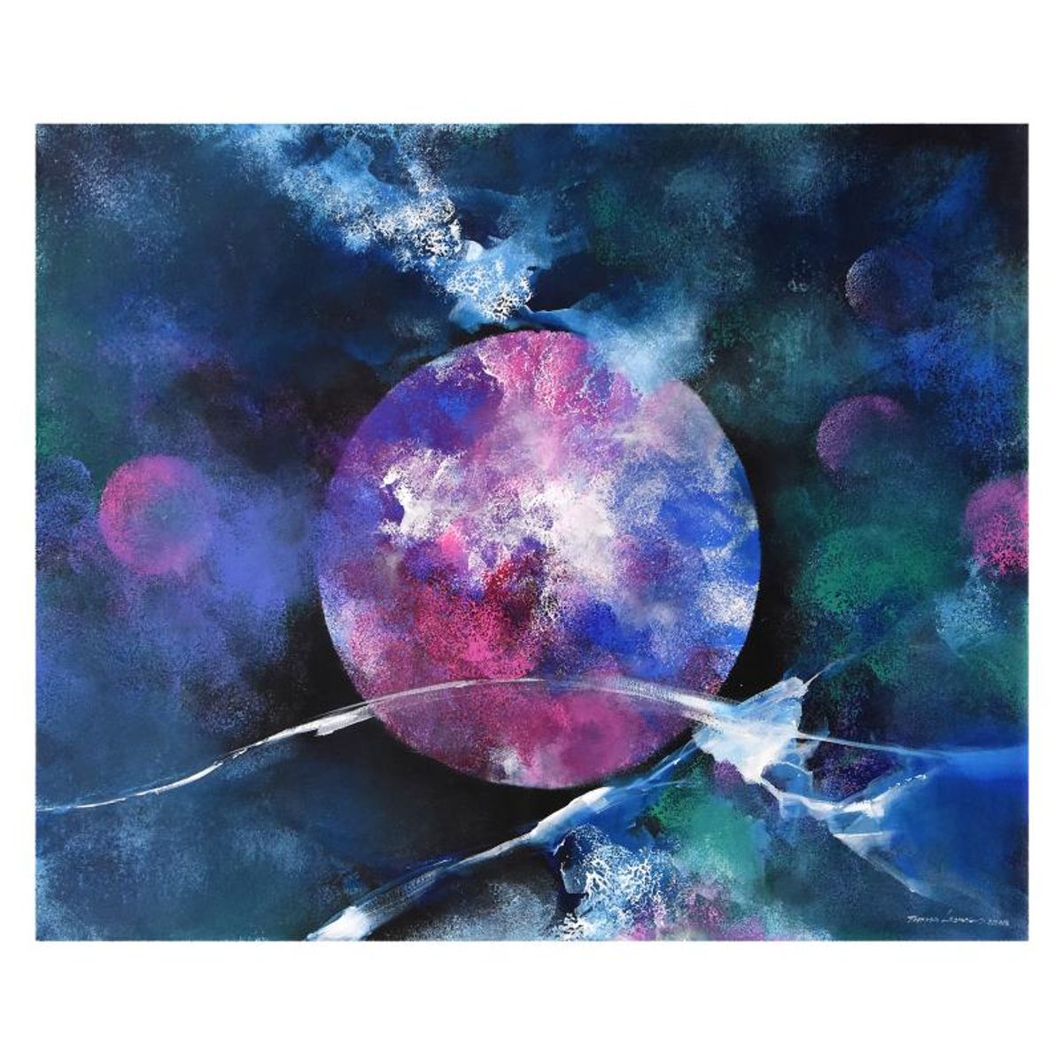 Thomas Leung, "Outer Space" Original Acrylic Painting on Canvas (39" x 31"), Hand Signed with Letter of Authenticity.