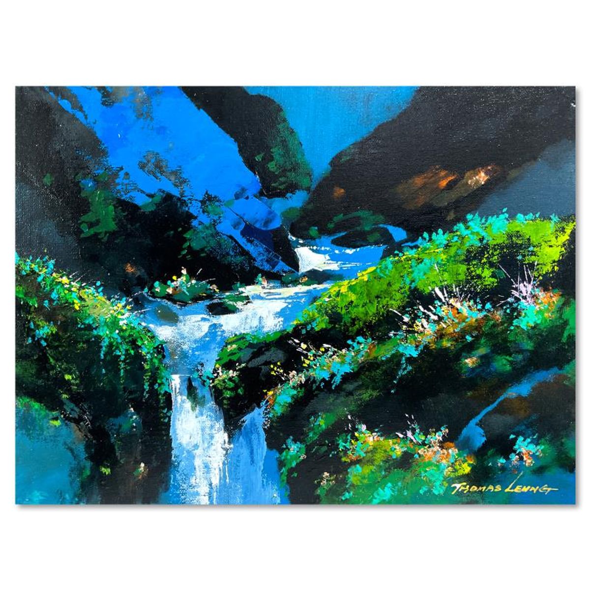 Thomas Leung, "Creek" Original Acrylic Painting on Board, Hand Signed with Letter of Authenticity