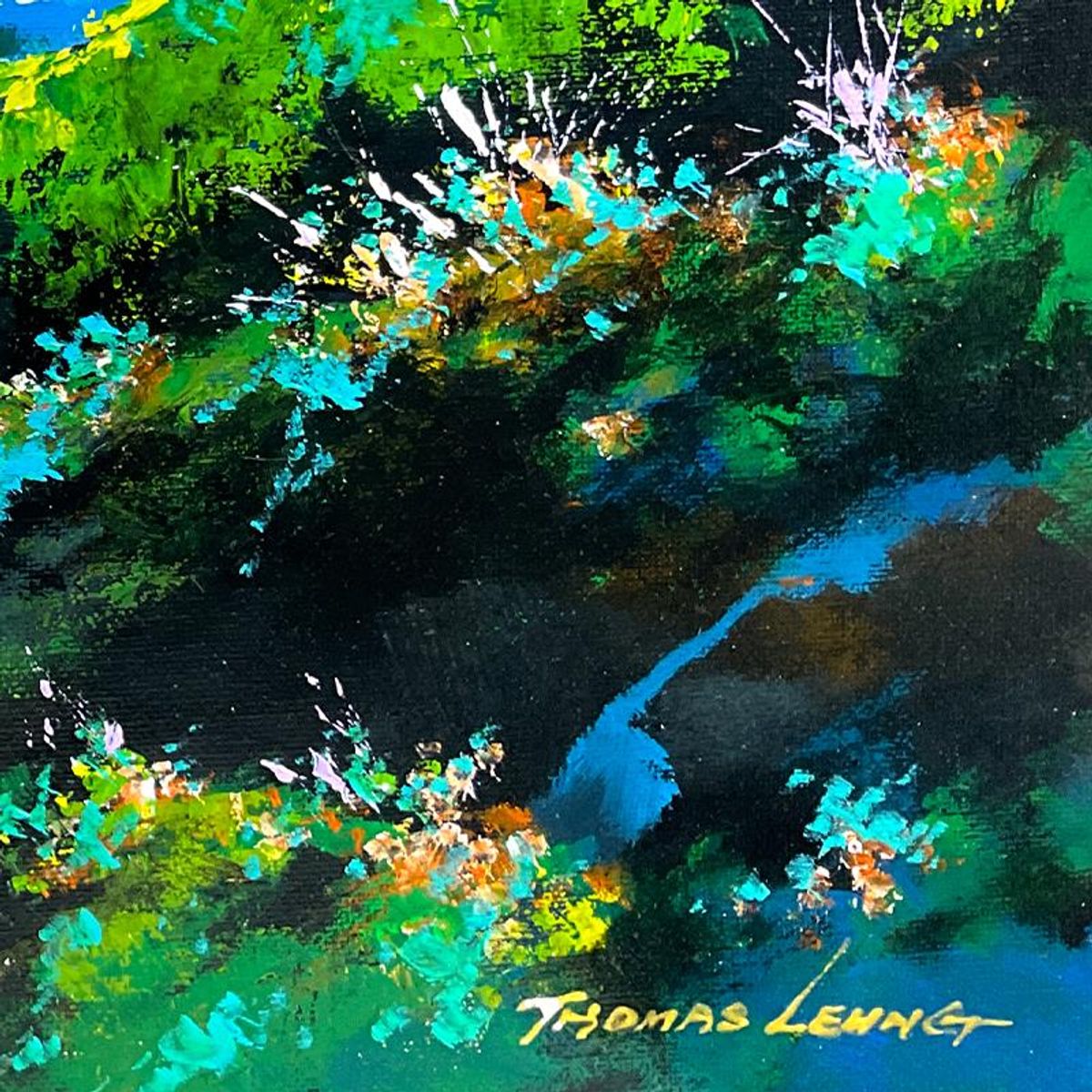 Thomas Leung, "Creek" Original Acrylic Painting on Board, Hand Signed with Letter of Authenticity