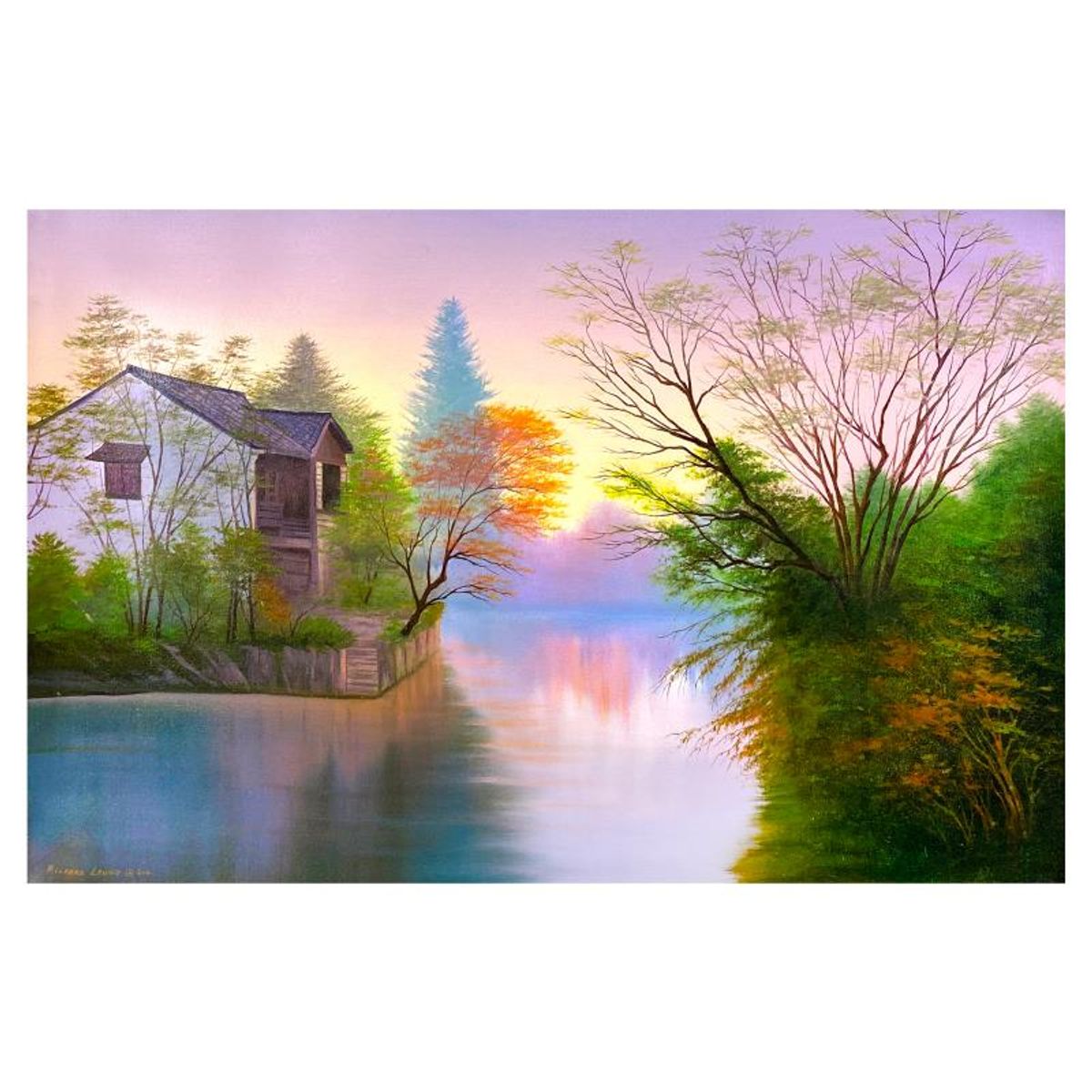 Richard Leung, "Peaceful Life" Original Oil Painting on Canvas, Hand Signed with a Letter of Authenticity.