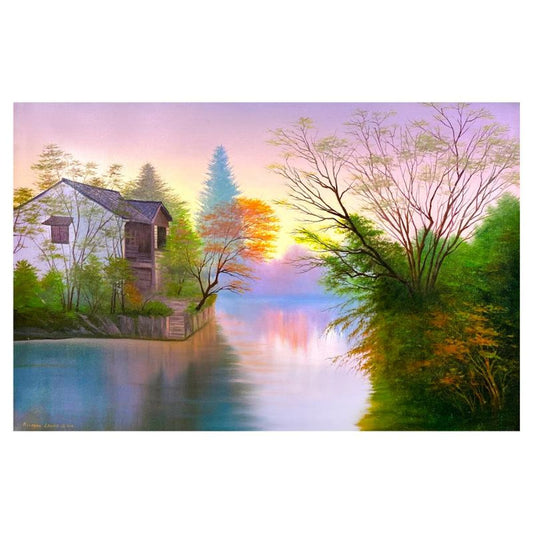 Richard Leung, "Peaceful Life" Original Oil Painting on Canvas, Hand Signed with a Letter of Authenticity.