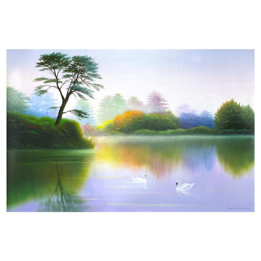 Richard Leung, "Lake of Dreams" Original Oil Painting on Canvas, Hand Signed with a Letter of Authenticity.