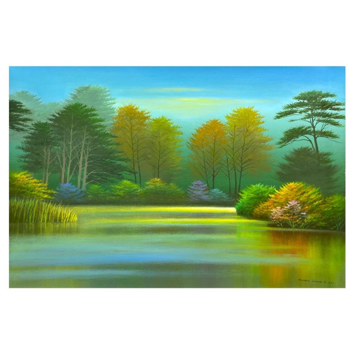 Richard Leung, "Hushed Morning" Original Oil Painting on Canvas, Hand Signed with a Letter of Authenticity.