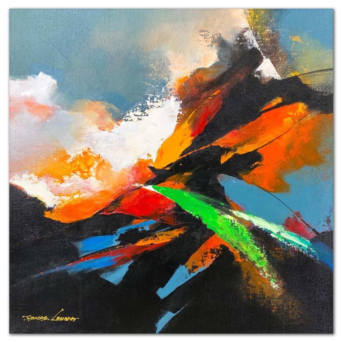 Thomas Leung, "Open Valley 1" Original Acrylic Painting on Canvas Board, Hand Signed with Letter of Authenticity.