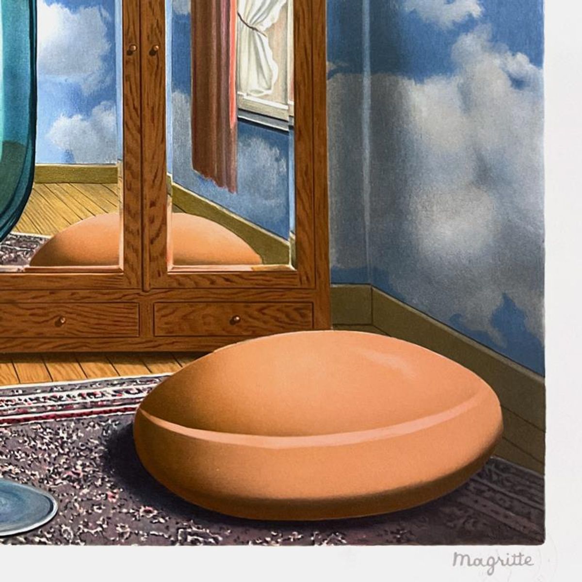 Rene Magritte 1898-1967 (After), "Les Valeurs Personnelles (Personal Values)" Framed Limited Edition Lithograph, Estate Signed and Numbered 241/300 with Certificate of Authenticity.