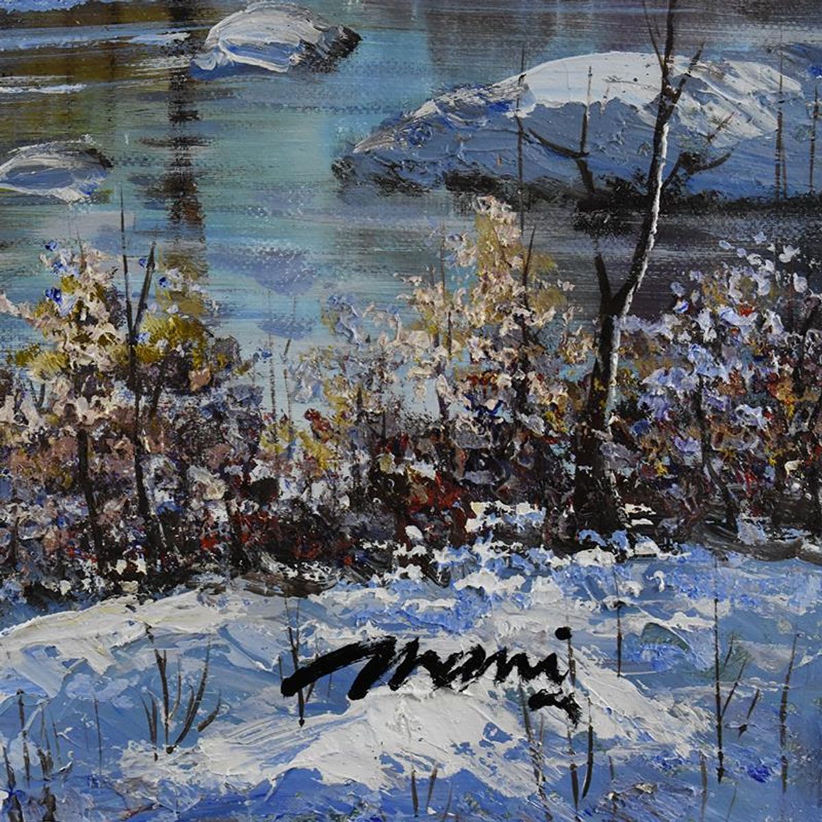 Mani, Original Acrylic Painting on Canvas (46" x 46"), Hand Signed with Letter of Authenticity.