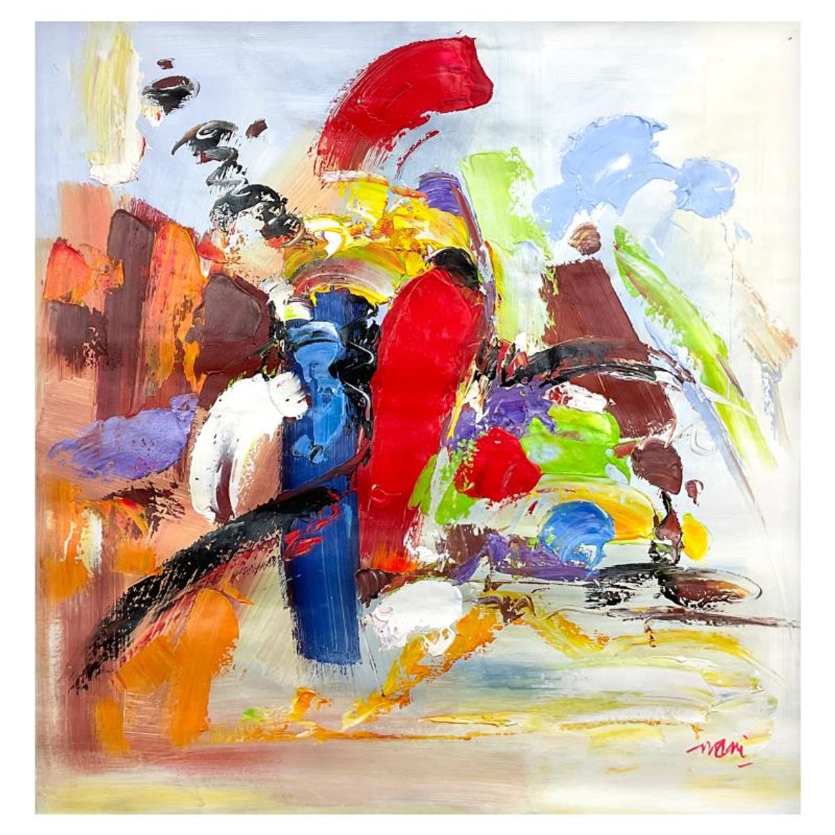 Mani, Original Acrylic Painting on Canvas (36" x 36"), Hand Signed with Letter of Authenticity.