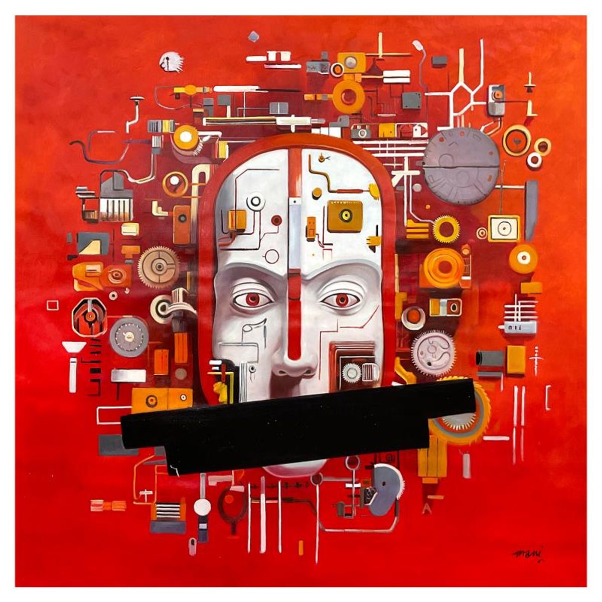 Mani, Original Acrylic Painting on Canvas (46" x 46"), Hand Signed with Letter of Authenticity