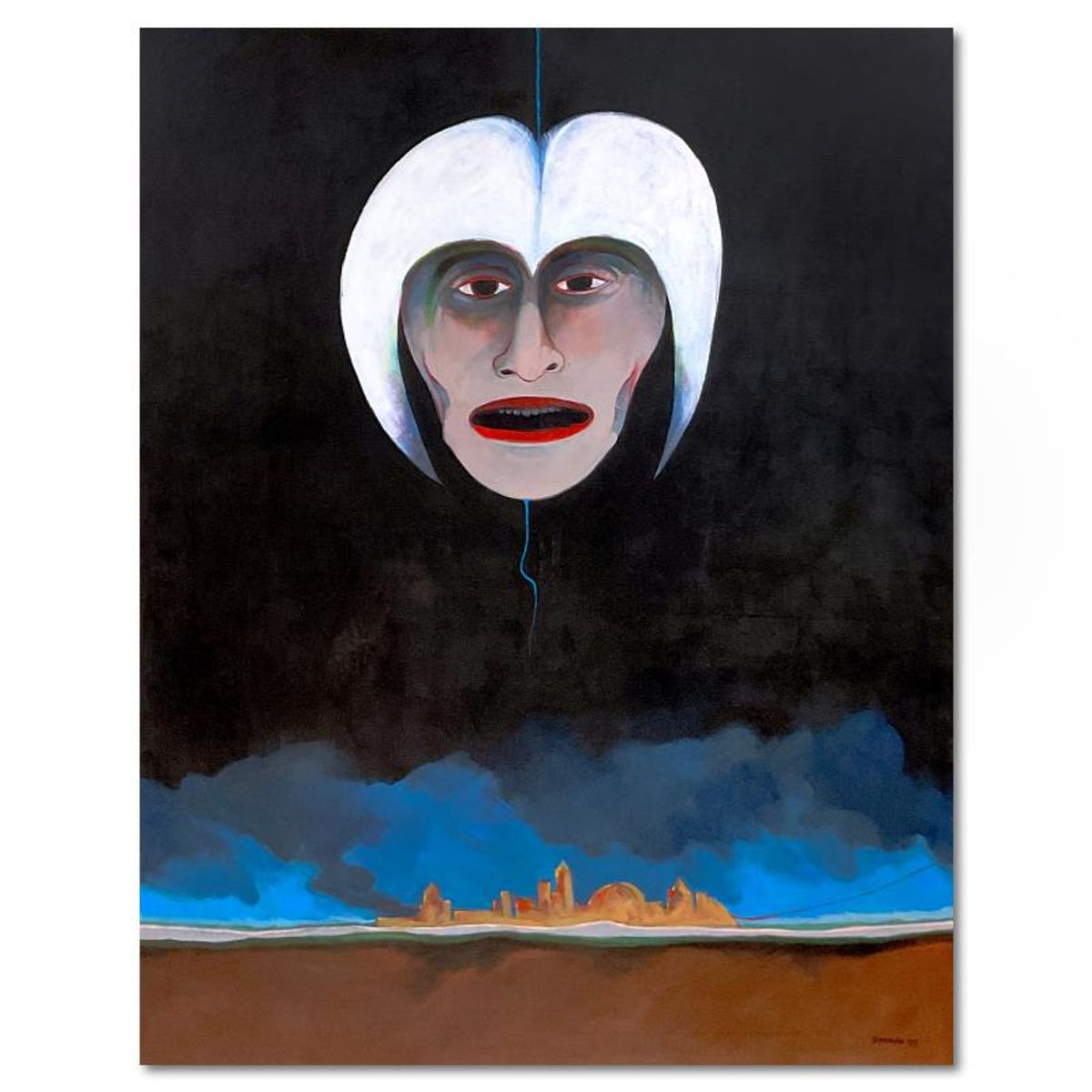 Milton Berwin (1925-2023), Original Painting on Canvas (64" x 50"), Dated 1999 and Hand Signed with Letter of Authenticity.