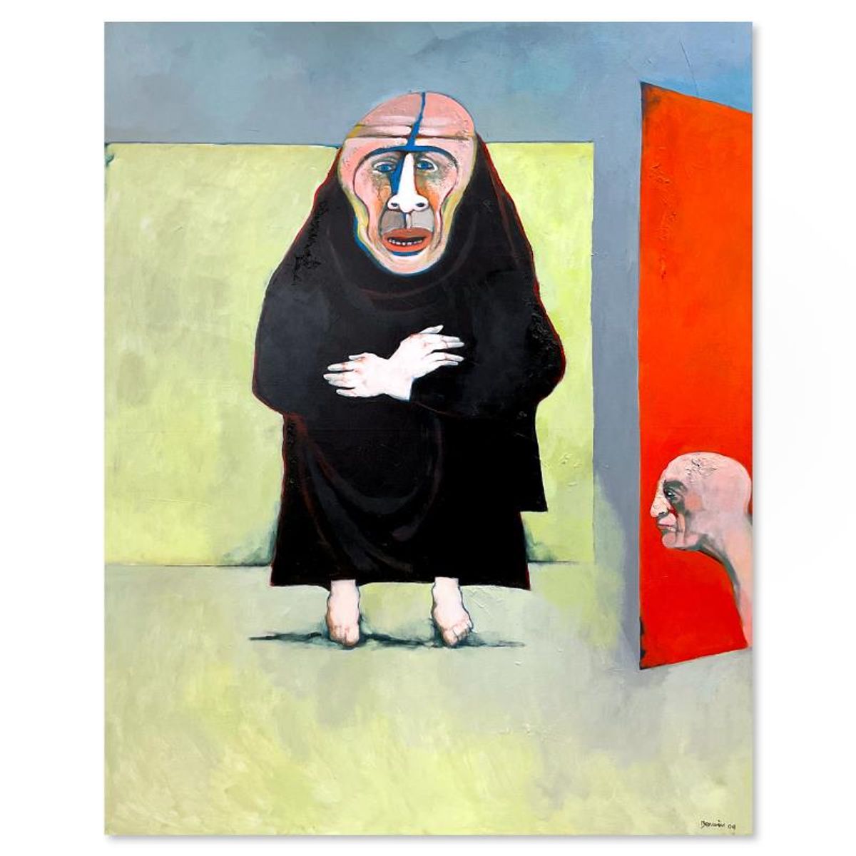 Milton Berwin (1925-2023), Original Painting on Canvas (64" x 50"), Dated 1999 and Hand Signed with Letter of Authenticity.