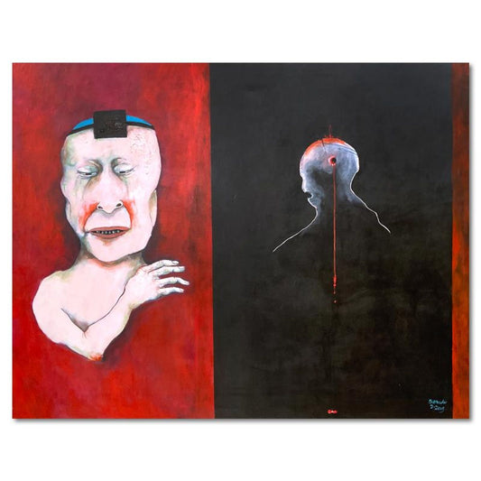 Milton Berwin (1925-2023), Original Painting on Canvas (52" x 66"), Hand Signed with Letter of Authenticity.