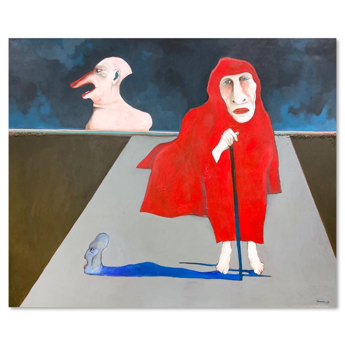 Milton Berwin (1925-2023), Original Painting on Canvas (52" x 66"), Hand Signed with Letter of Authenticity.