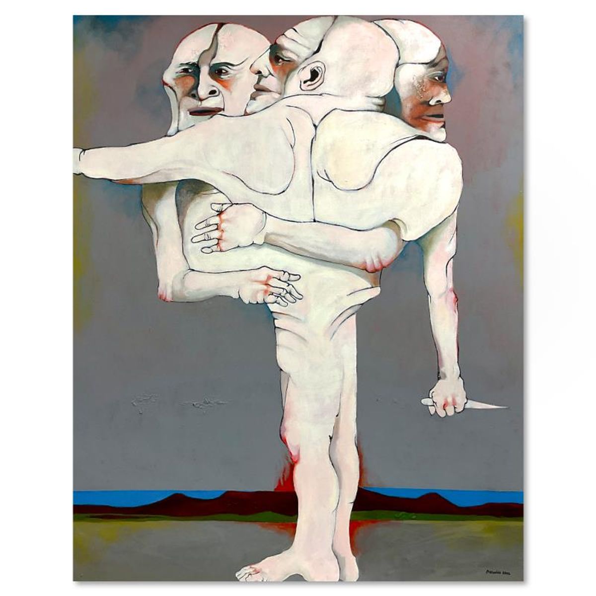 Milton Berwin (1925-2023), Original Painting on Canvas (66" x 52"), Hand Signed with Letter of Authenticity.