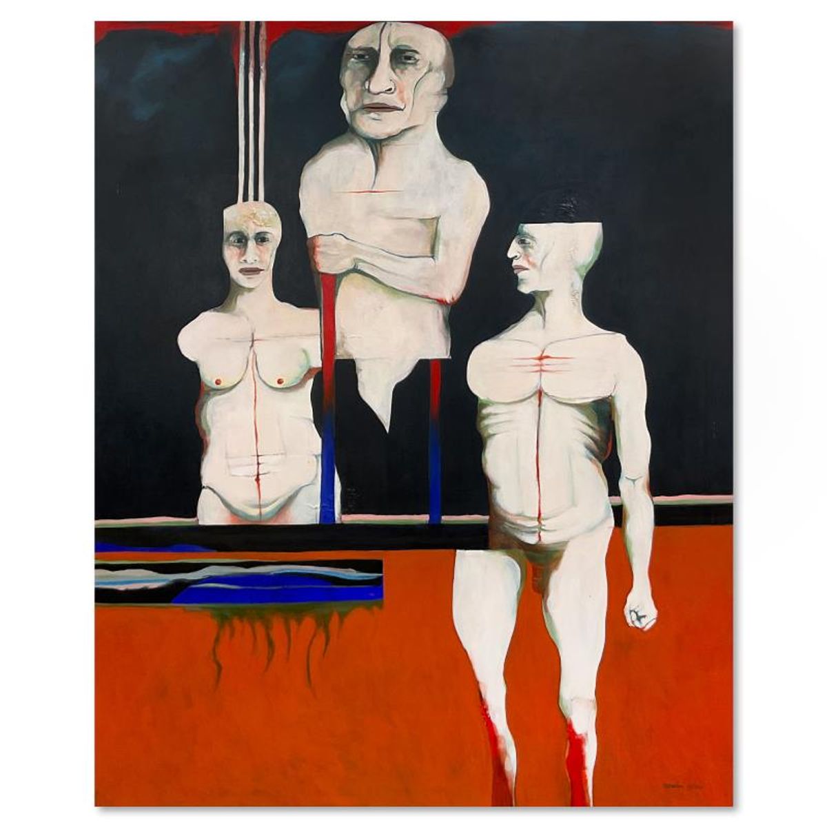 Milton Berwin (1925-2023), Original Painting on Canvas (66" x 52"), Hand Signed with Letter of Authenticity.