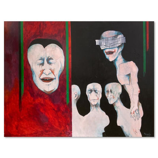 Milton Berwin (1925-2023), Original Painting on Canvas (50" x 66"), Hand Signed with Letter of Authenticity.