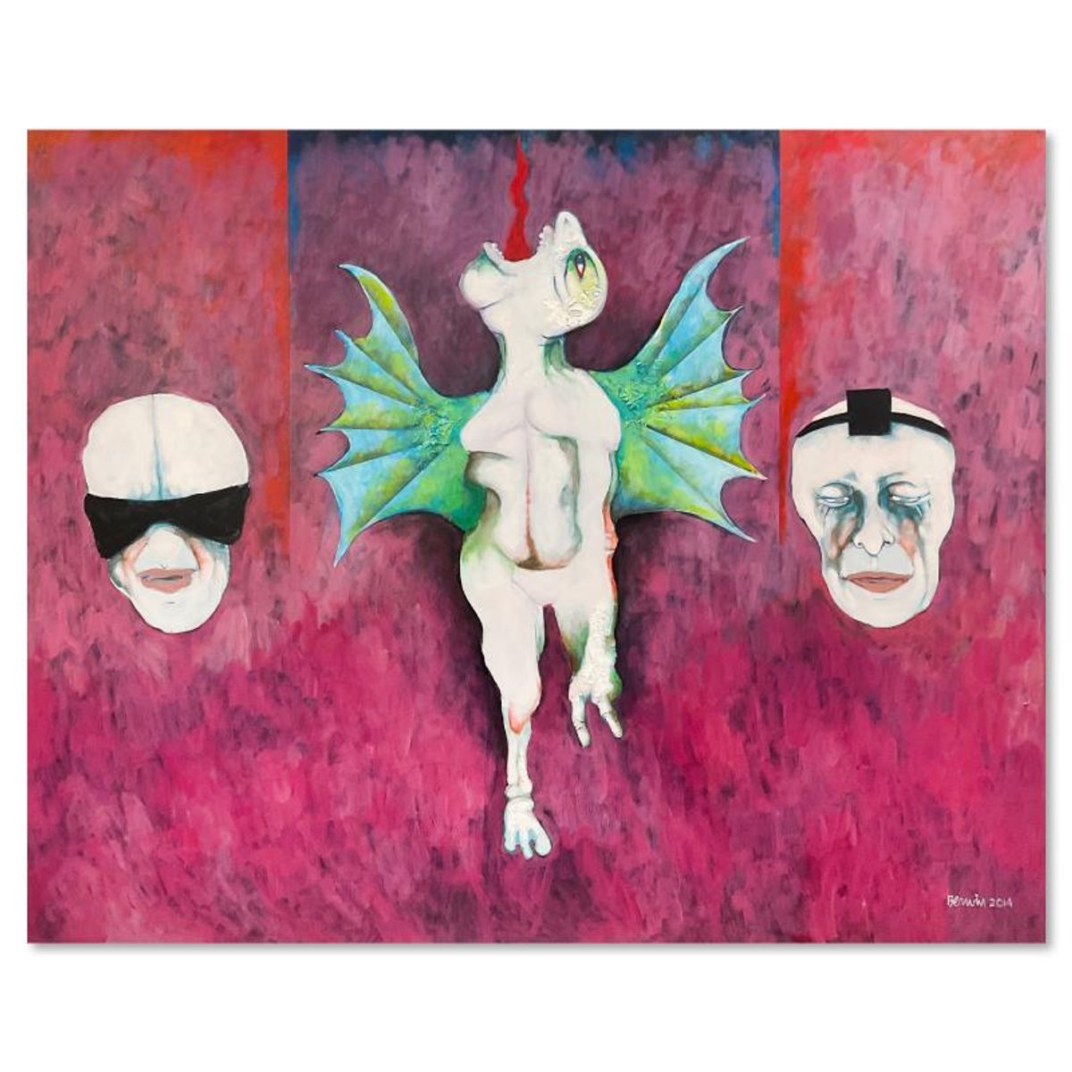 Milton Berwin (1925-2023), Original Painting on Canvas (48" x 60"), Hand Signed with Letter of Authenticity.
