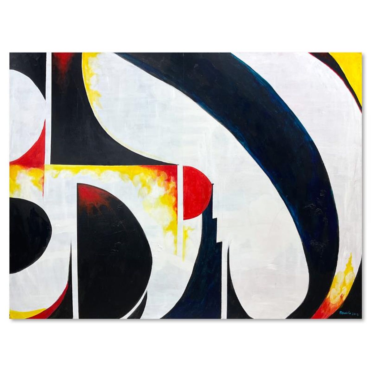 Milton Berwin (1925-2023), Original Painting on Canvas (45" x 60"), Hand Signed with Letter of Authenticity.