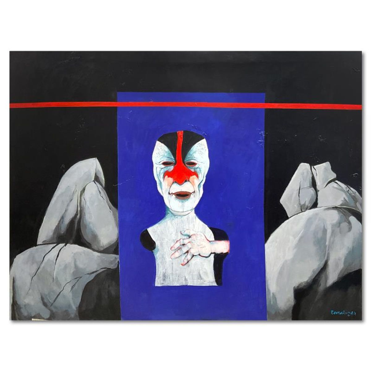 Milton Berwin (1925-2023), Original Painting on Canvas (45" x 60"), Hand Signed with Letter of Authenticity.