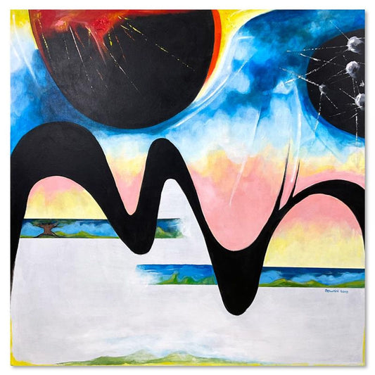 Milton Berwin (1925-2023), Original Painting on Canvas (48" x 48"), Hand Signed with Letter of Authenticity.