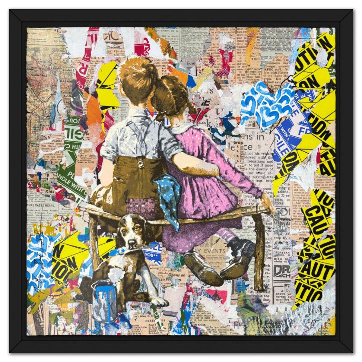 Mr Brainwash, '"Work Well Together" Framed Unique (UNQ) Mixed Media, Hand Signed with Certificate of Authenticity.