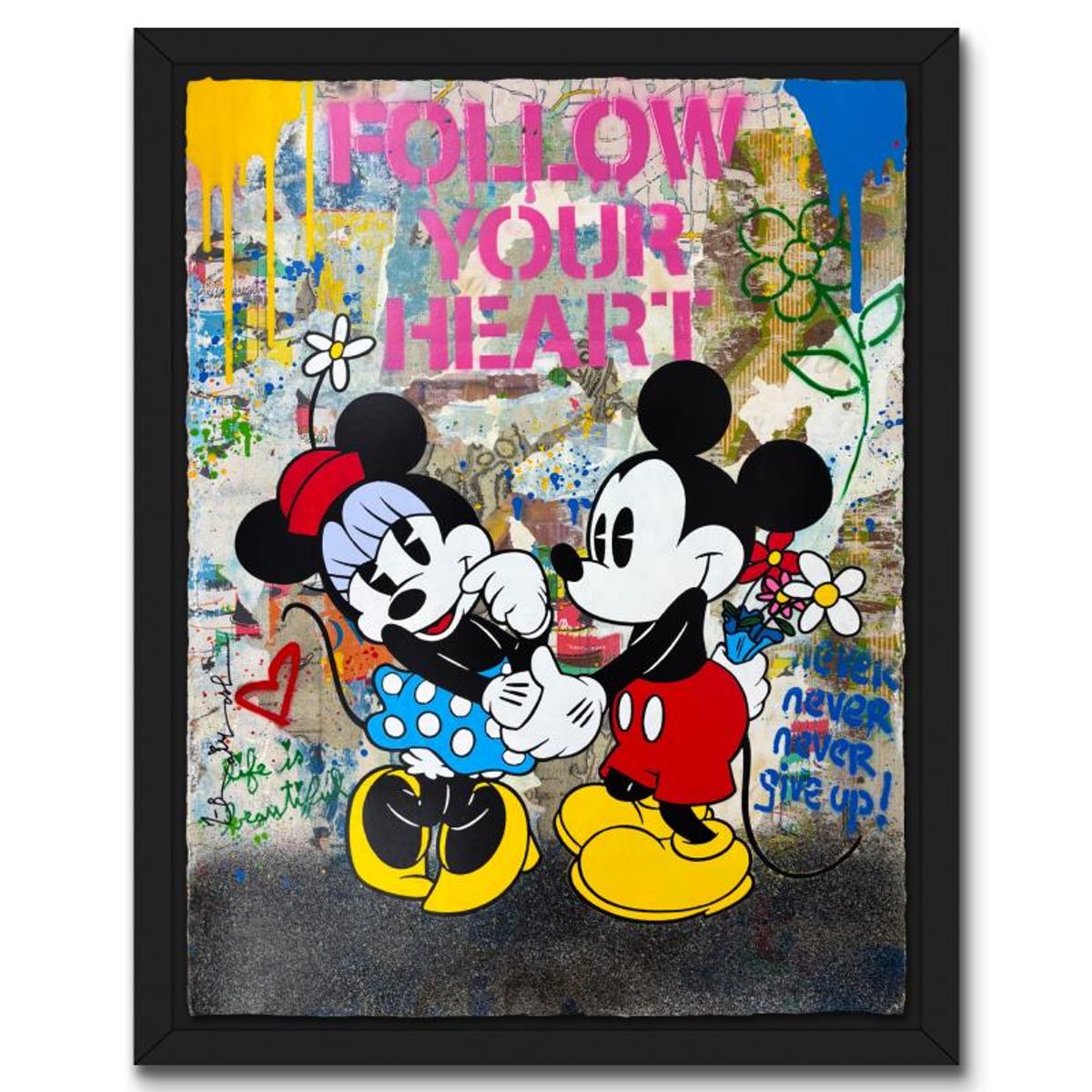 Mr. Brainwash, "Forever Yours" Framed Mixed Media Original, Hand Signed with Certificate of Authenticity.