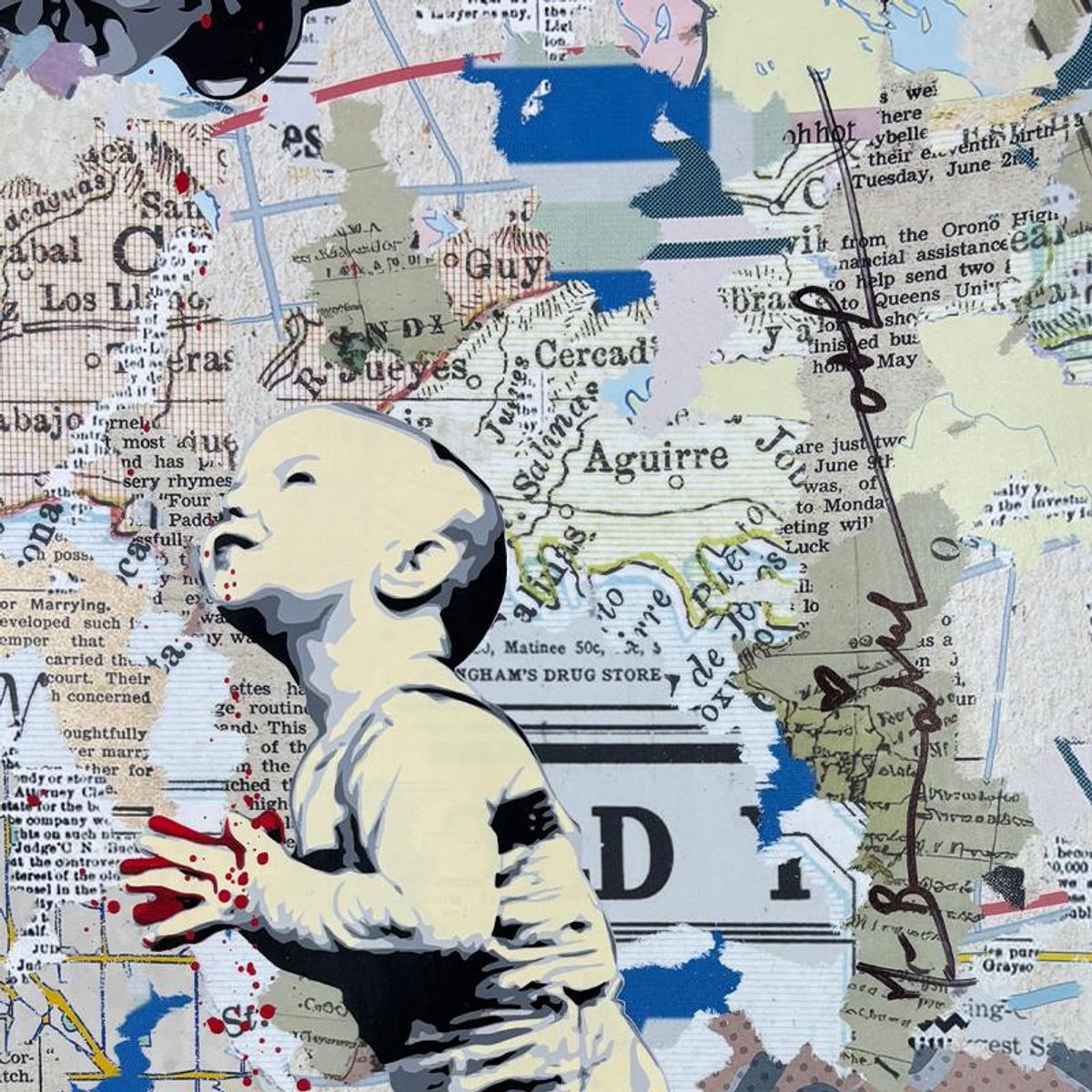 Mr Brainwash,"Not Guilty" Framed Unique (UNQ) Mixed Media, Hand Signed with Certificate of Authenticity.