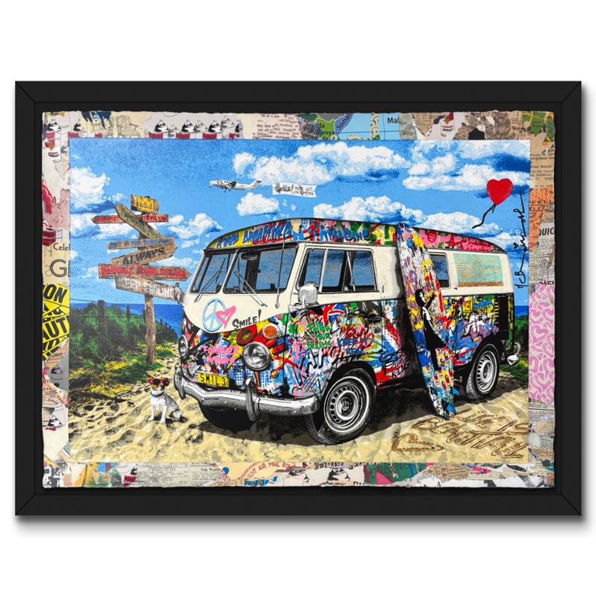 Mr Brainwash, "Let the Good Times Roll" Framed Unique (UNQ) Mixed Media, Hand Signed with Certificate of Authenticity.