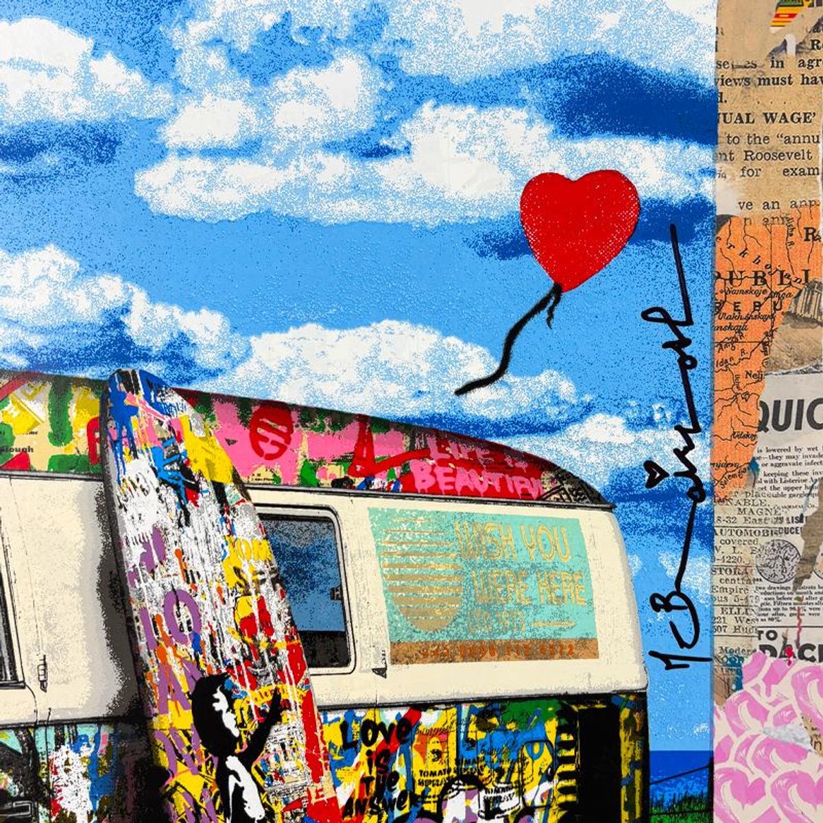 Mr Brainwash, "Let the Good Times Roll" Framed Unique (UNQ) Mixed Media, Hand Signed with Certificate of Authenticity.