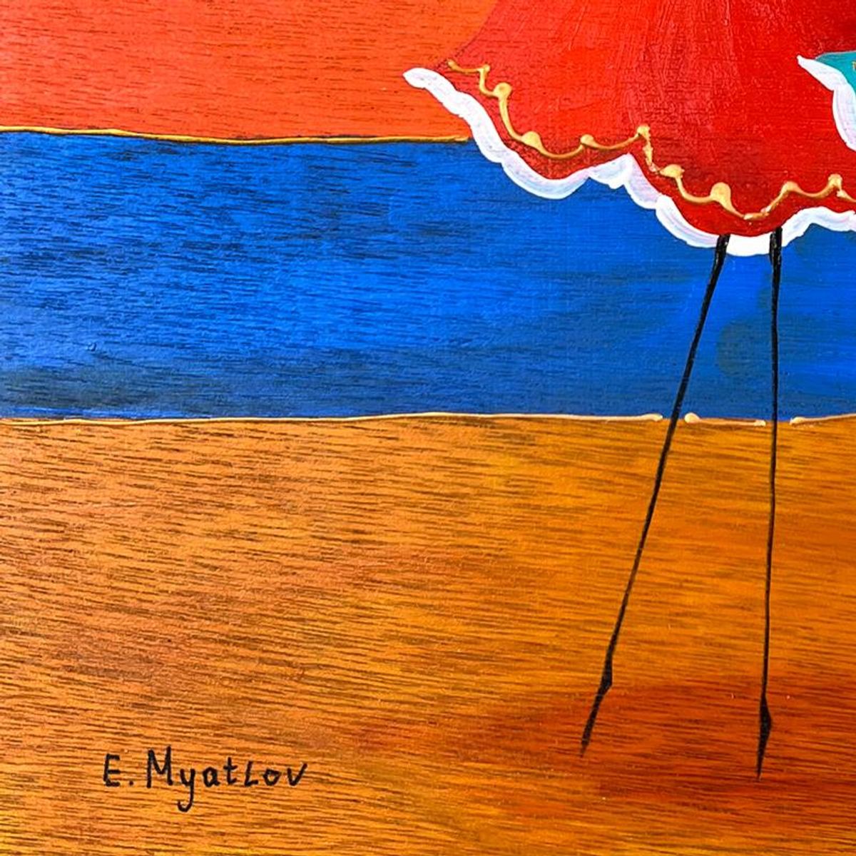 Ester Myatlov, Hand Signed Original Painting on Wood Panel with Letter of Authenticity.