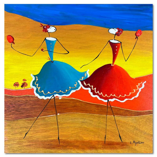 Ester Myatlov, Hand Signed Original Painting on Wood Panel with Letter of Authenticity.